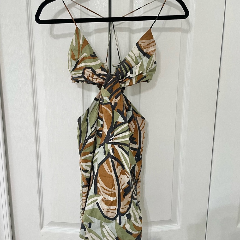 ZARA Brown/Green/Black Cutout Dress